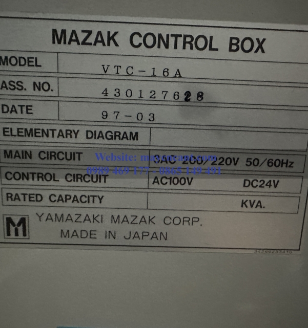 MÁY PHAY CNC MAZAK VERTICAL VERTICAL TRAVELING COLUMN VTC-16A 1997